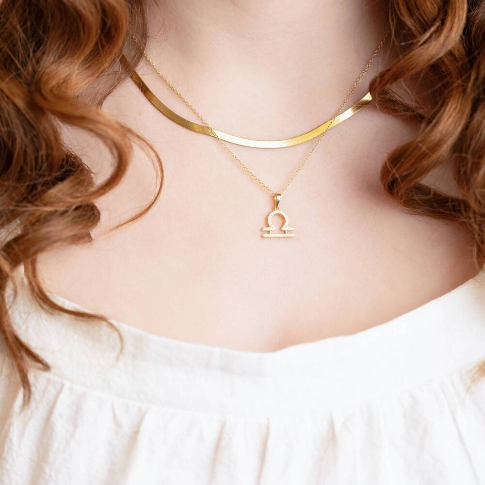 NEW STARLETTE women's libra zodiac sign necklace in gold